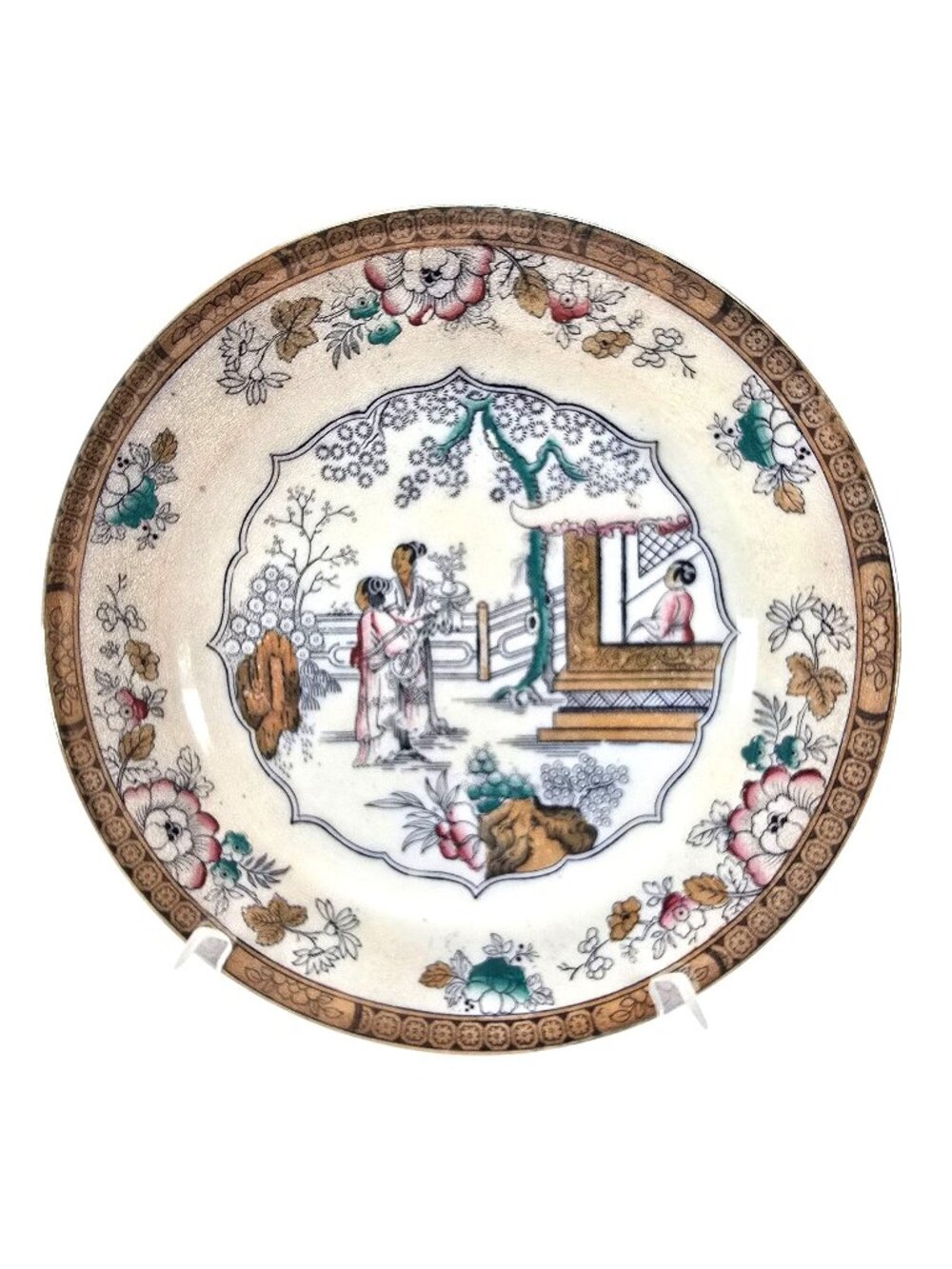 Antique Asian-Inspired Decorative Plate A. Bros. Japanese Garden Home JE297